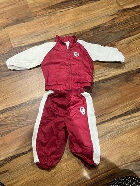 Vintage OU Kids Maroon and White Windbreaker Tracksuit Jacket and Pants EUC Y2K